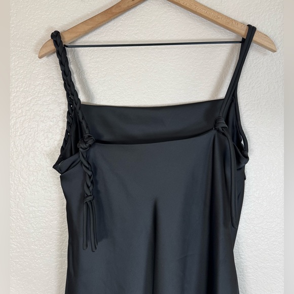 House Of Harlow 1960 x Revolve Black Satin Braided Strap Slip Mini Dress Medium - Picture 9 of 14